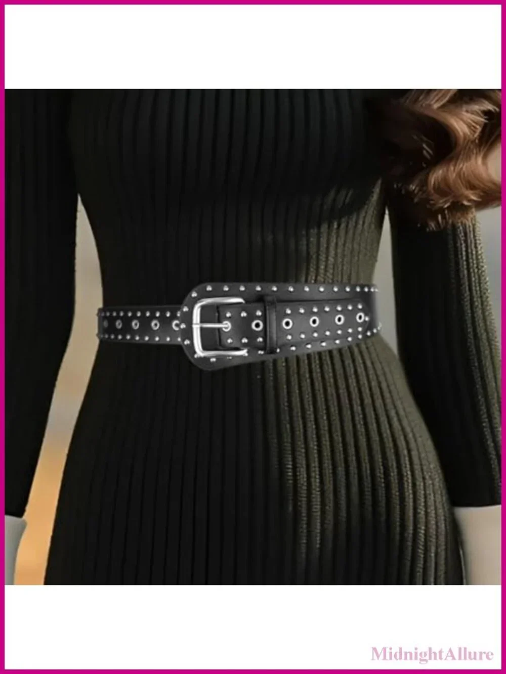 Vintage Wide Belt Rivets Metal Buckle Punk Fashion PU Leather for Women